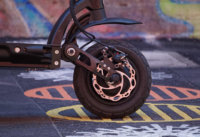 Dualtron Spider front wheel and disc brake close-up