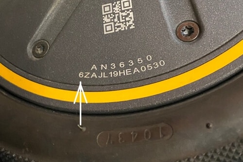 Segway Ninebot Max - Generation 1 Motor serial number, close up