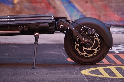 Massive brake rotors on an electric scooter