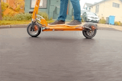 Animation of man riding the EMOVE Cruiser electric scooter