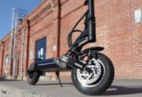 Electric scooter on loading dock