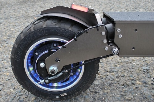 Close up of LED lights on the Weped GT 50e electric scooter tires