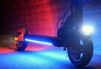 Zero 9 electric scooter at night with all light turned on