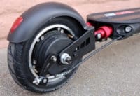 Close up of Zero 9 electric scooter rear wheel