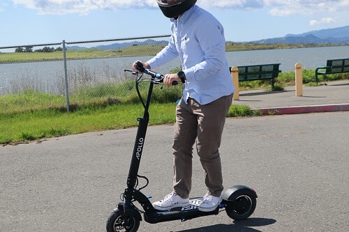 Man riding the Explore electric scooter