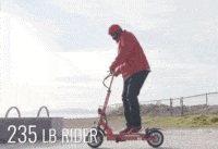 Man jumping on the QPower electric scooter