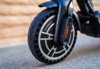 Hiboy Max V2 electric scooter front solid tire, close-up
