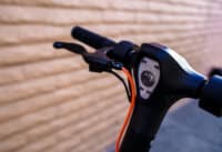 Hiboy Max V2 electric scooter headlight and brake lever close-up