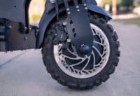 Currus Panther Electric Scooter - front wheel, disc brake, front tire, close-up