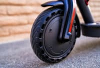 Hiboy S2 Electric Scooter - front solid tire, close-up