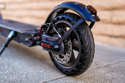 Hiboy S2 Electric Scooter - rear wheel, fender, and brake, close-up