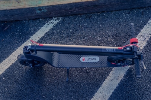 TurboAnt X7 Pro Electric Scooter - full scooter folded down, top view