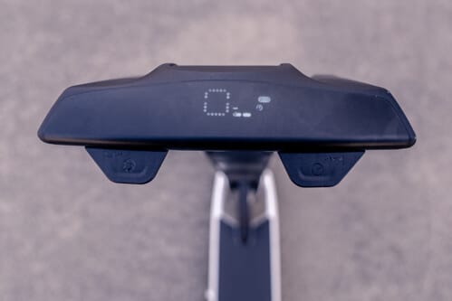 Segway Ninebot Air T15 electric scooter - cockpit, handlebars folded, display, top view, cropped view