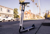 Segway Ninebot Air T15 electric scooter - full scooter, stem to left, building in background