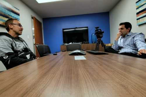 Alex Simon interview in Rockford, IL with news anchor