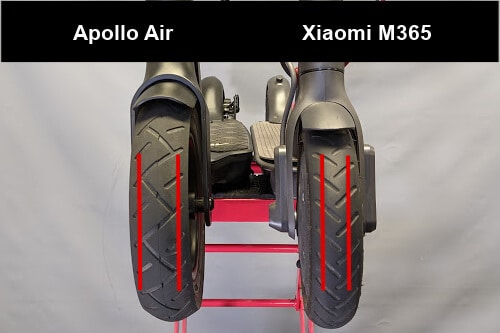 Comparison of Apollo Air and another e-scooter's tires