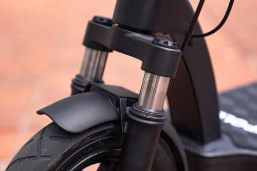 Apollo Air Pro electric scooter - front fork suspension, close-up