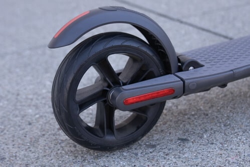 Segway Ninebot ES4 electric scooter - rear tire and fender, cropped