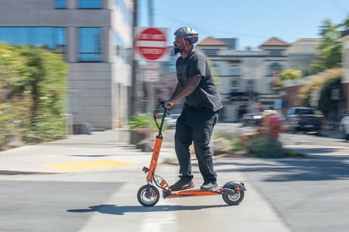 Heavier rider on the Emove Cruiser electric scooter