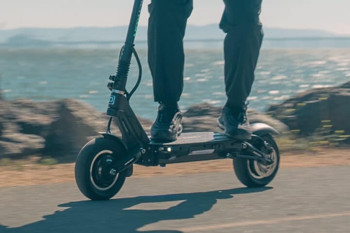 Man accelerating on the Dualtron Victor electric scooter