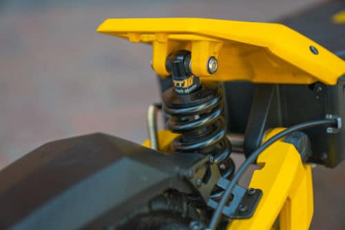 Close up of VSett 10+ rear spring hydraulic shock